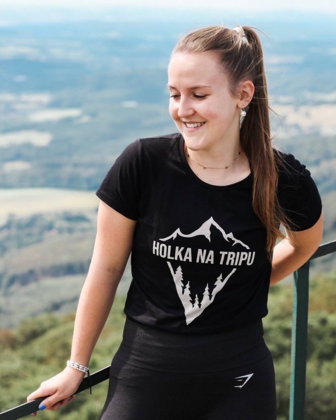 Tričko HOLKA NA TRIPU černé - Velikost: L