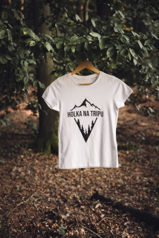 Tričko HOLKA NA TRIPU bílé - Velikost: XS