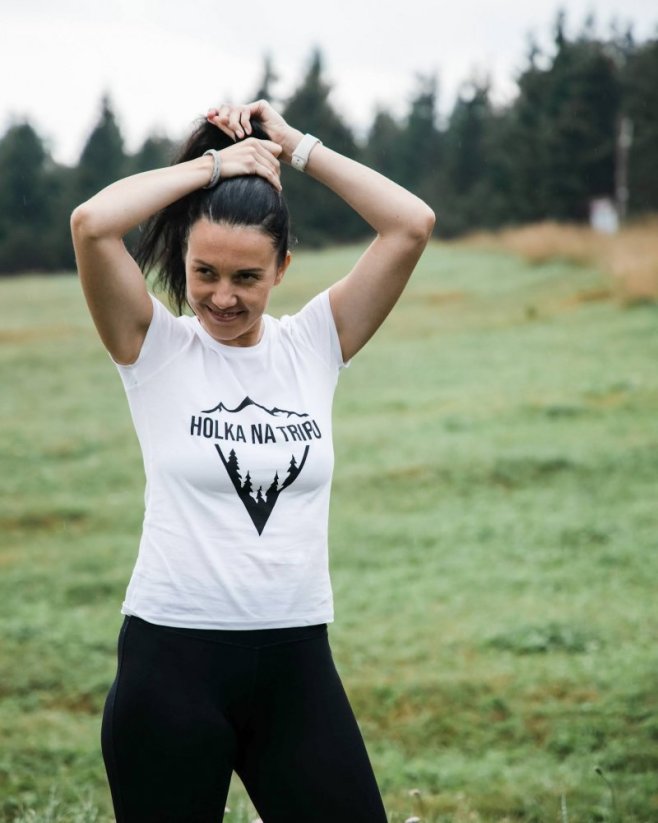Tričko HOLKA NA TRIPU bílé - Velikost: XS